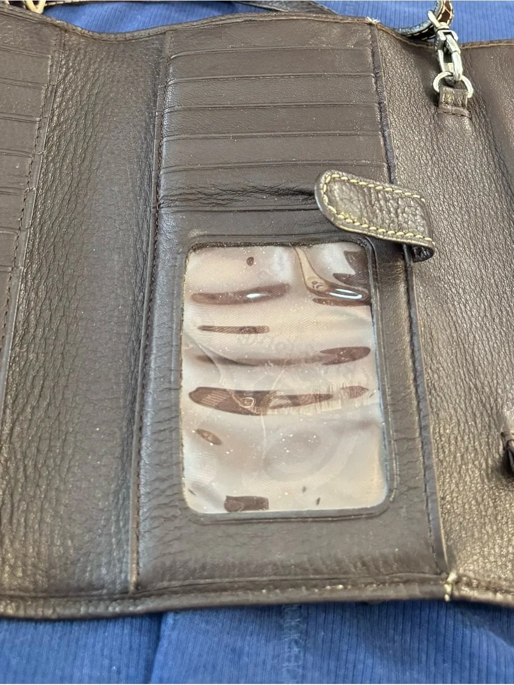 Brighton Women’s Brown Leather Wallet lwith Decorative Silver Chain